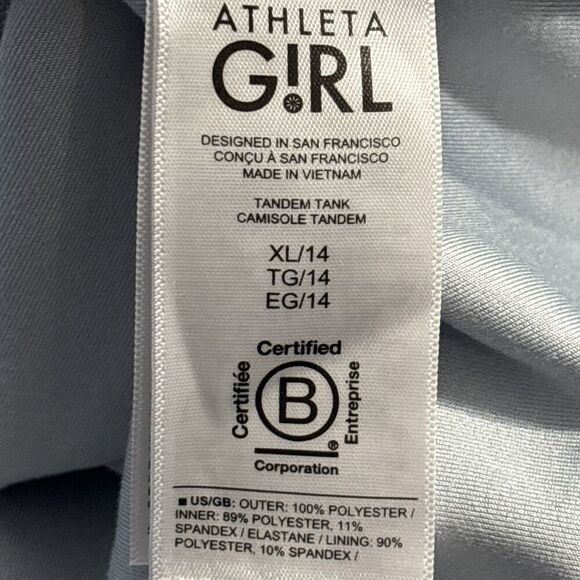 Athleta Girl Tandem Tank Girl's Size Extra Large XL 14 Blue Swirls Layered Look - Picture 14 of 15